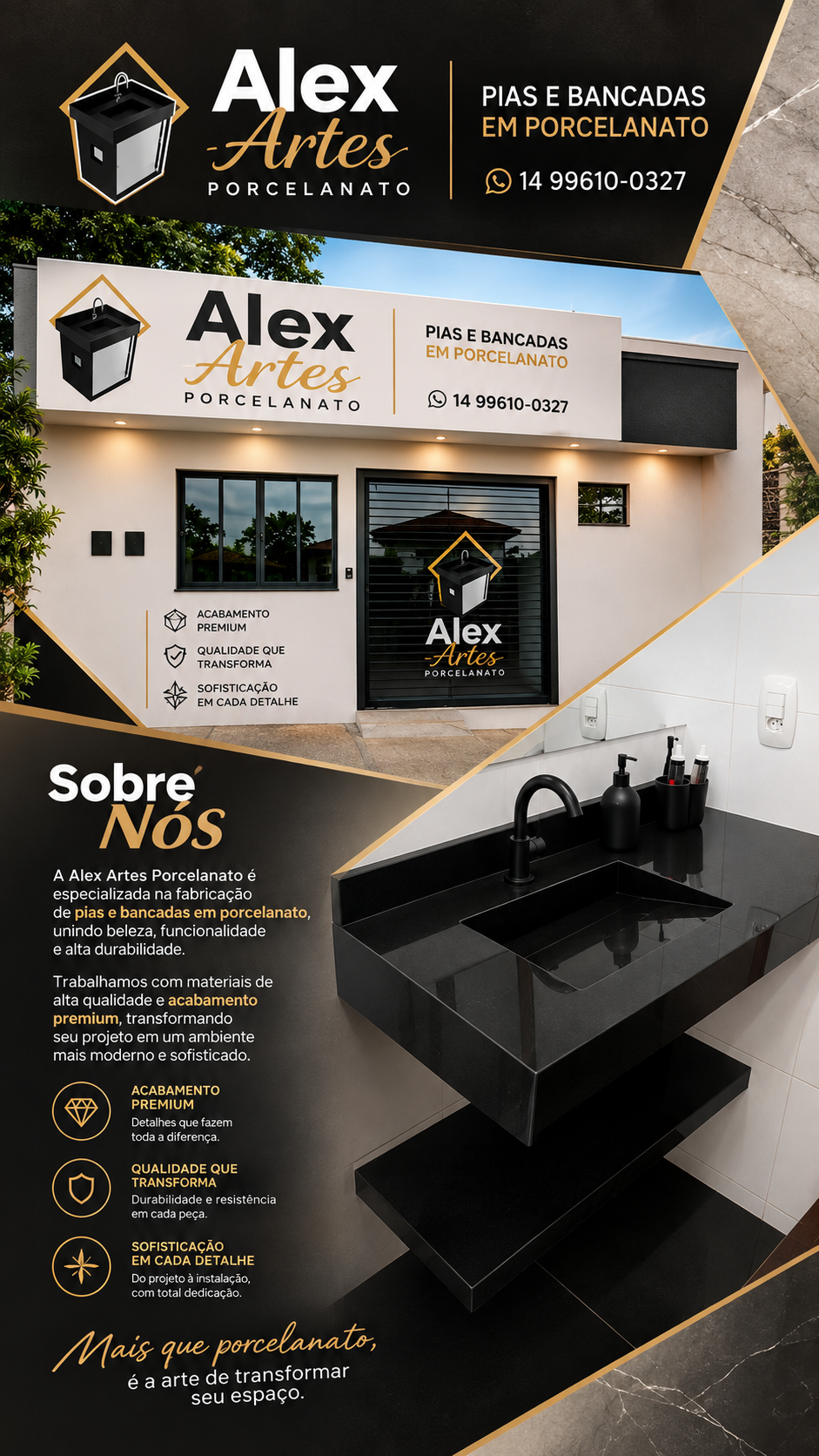 Bancada em porcelanato instalada